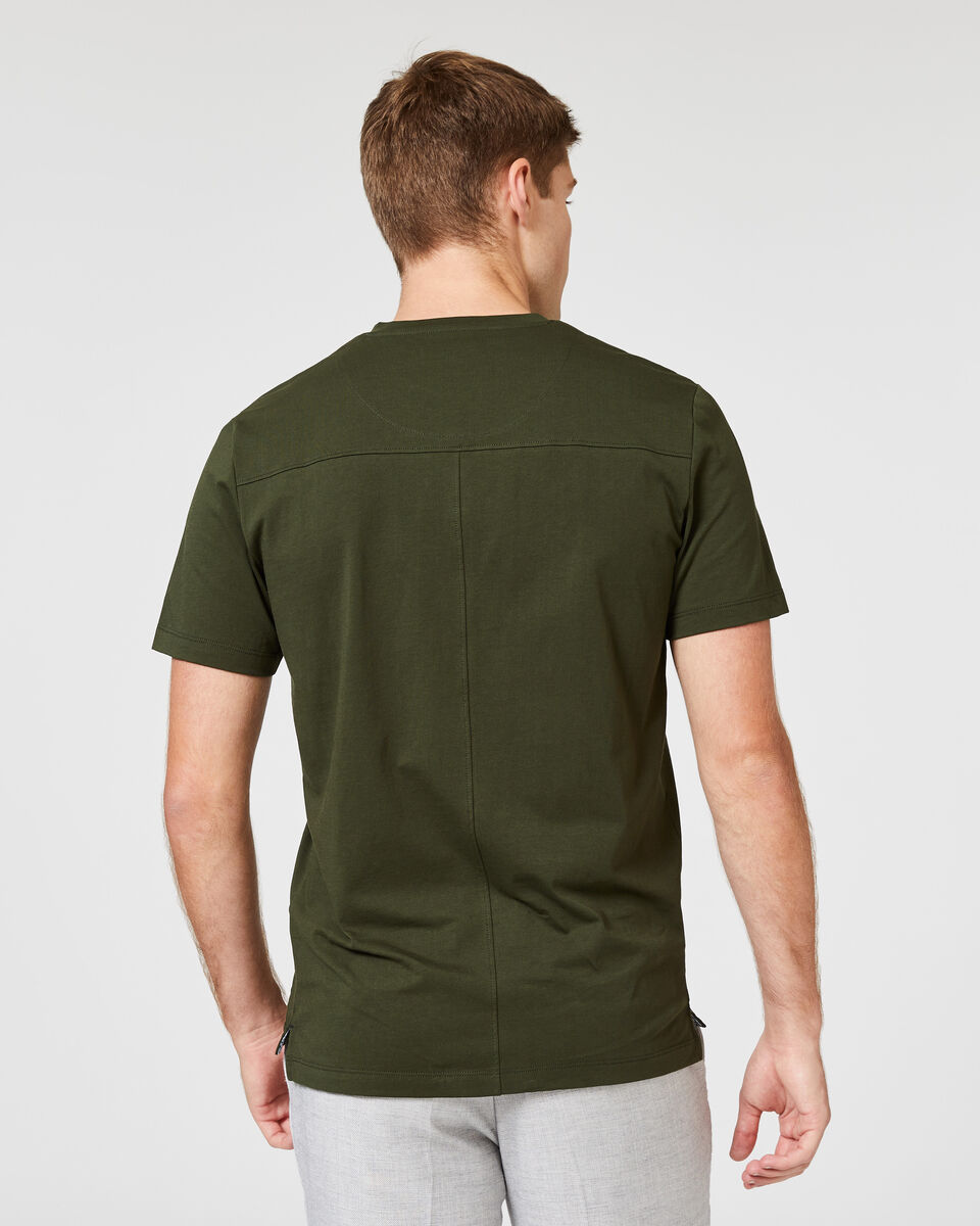 Plain V-Neck Tee, Dark Green, hi-res